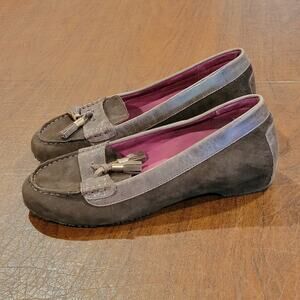 Weil Size 6.5 M FLORENCE Espresso Suede Wedge Loafers Womens Shoes